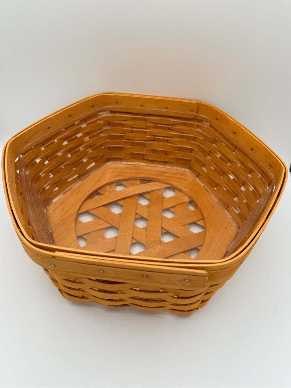Longaberger Natural Woven Hexagon Basket - Honey Brown-1996